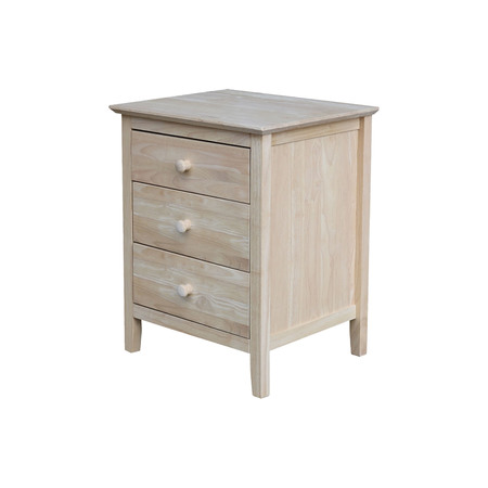 International Concepts Nightstand with 3 Drawers, Unfinished BD-8013